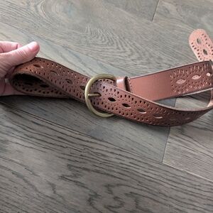 Lucky Brand Brown Perforated Belt with Gold Buckle